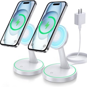 MAGIC JOHN2 Pack Magnetic Wireless Charger Stand 15W Fast Mag-Safe Charger for iPhone 16/16 Pro/16 Plus/16 Pro Max/15/14/13/12 Series - 1 of 4