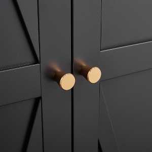 Gulches Tall Black Steel Storage Cabinet - 2 Doors with Adjustable Shelves, Magnetic Shut & Gold Handles, Anti-Tipping Pantry for Kitchen/Office - 1 of 4