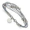 Black Bow Jewelry Multi Strand Pink or Gray Leather Stainless Steel Bead Bracelet, 8 In - image 3 of 4