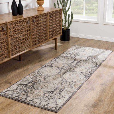 Minoa Black and Beige Medium Pile Polypropylene Area Rug