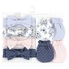 Hudson Baby Infant Girl Cotton Headband and Scratch Mitten Set, Blue Toile, 0-6 Months - 2 of 4