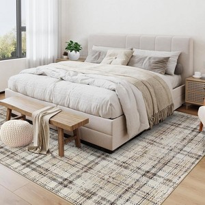 Washable Area Rug Non-Shedding & Easy Care Mat for Kitchen Dining Room Living Room Bedroom Home Decor, Modern Farmhouse Foldable Thin Non Slip Carpet - 1 of 4