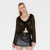 Women's Long Sleeve V-Neck Flyaway Brushed Lace Top - Wild Fable™ - 2 of 3