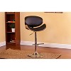 Modern Contemporary Swivel Walnut Bentwood Lift Adjustable Height Bar Stool with Curved Seat and Back (Black) - 2 of 4