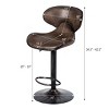 Costway Set of 2 Adjustable Bar Stools Swivel Bar Chairs with Back&Footrest Retro Brown - 2 of 4