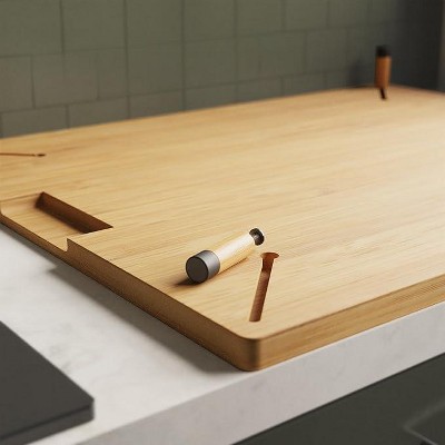 Prosumer's Choice Bamboo Solid Cutting Board with Silicone Feet - Beige