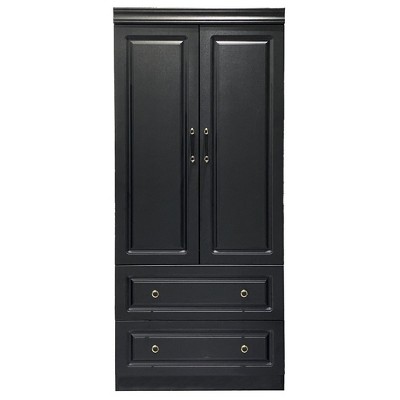 HomeRoots 71" Black Wood Two Door Two Drawer Combo Dresser