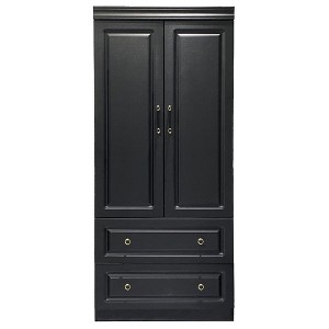 HomeRoots 71" Black Wood Two Door Two Drawer Combo Dresser - 1 of 4