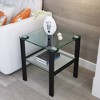 Dolonm 2-Piece Tempered Glass Side Table Set: 2-Tier 17.7" Square End Tables, 100LBS Capacity - Modern Nesting Tables for Living Room/Bedroom - 3 of 4