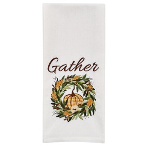 Park Designs Wreath With Pumpkin Printed Dishtowel Set of 2 - 1 of 3