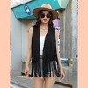 Womens Fringe Vest 70s Hippie Costume Sleeveless Cowgirl Western Faux Suede Tassel Leather Outerwear - 2 of 3