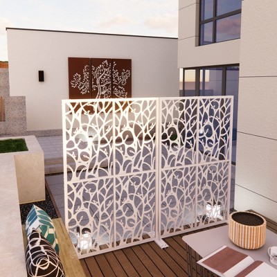 Maggift Patio Decorative Screens, Iron Arch Decoration Garden Trellis, for Outdoor for Climbing Plants Support, Flowerbed, White, 45.3"*15.8"*72"