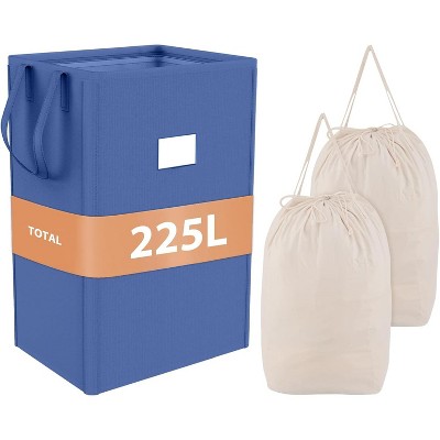 210L Laundry Hamper Collapsible with 2 Washable Laundry Bags, Laundry Basket with Handles Foldable Hamper Dorm Laundry Basket