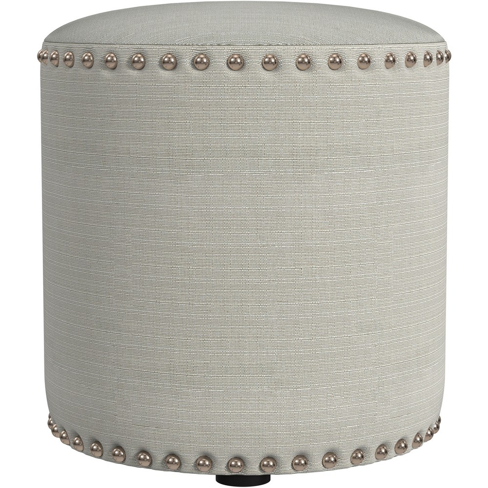 Photos - Chair 18.5" Laura Round Backless Upholstered Vanity Stool Light Linen Gray - Hil