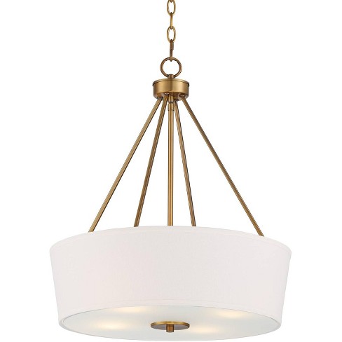 Possini Euro Design Sundry Warm Brass Pendant Chandelier 24 Wide Modern  Double Drum Shades 4-Light Fixture for Dining Room House Foyer Kitchen  Island 