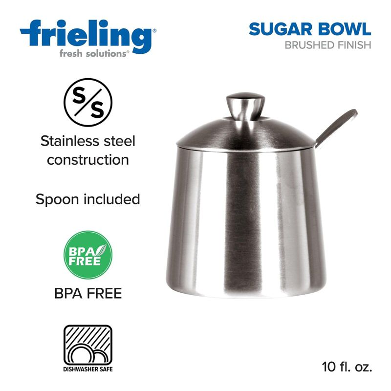 Frieling Sugar bowl /spoon, brushed finish, 10 fl. Oz., Stainless steel, 4 of 5