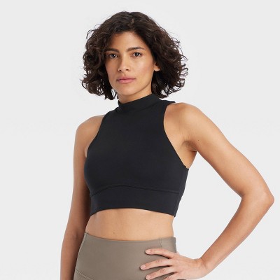 Women's Seamless Medium Support High-Neck Longline Sports Bra - All In  Motion™ Black XL