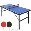 Table Tennis Game Set, Portable Ping Pong Table with Demountable Nylon Net, 2 Paddles and 3 Balls, Table Tennis Game for Outdoor Indoor,  Blue - 4 of 4