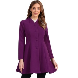INSPIRE CHIC Women's Single Breasted Long Sleeve Mid-Long Winter Coat - 1 of 4