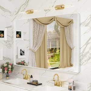 Apmir 48 in. W x 30 in. H Rectangular Aluminum Alloy Framed and Tempered Glass Wall Mirror in Matte White - 1 of 4