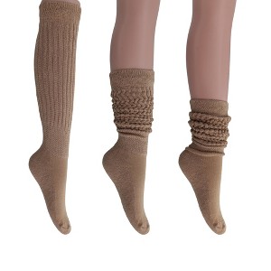 Women's Slouch Socks – Soft Cotton Scrunch Socks, Retro Knee-High Boot Socks for Casual Wear & Comfort (6 Pairs) - 1 of 1