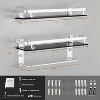 Angel Sar 2-Tier Glass Bathroom Shelf, 15.7 Inch Tempered Glass Shelves with Towel Bar, Wall Mounted Storage - 3 of 4