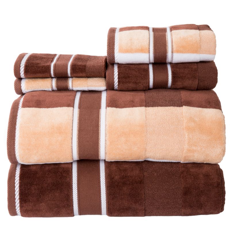 6pc Striped Bath Towel Set Brown - Yorkshire Home, 1 of 5