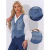 INSPIRE CHIC Women's Denim Sleeveless Collarless Washed Distressed Jean Vest - 2 of 4