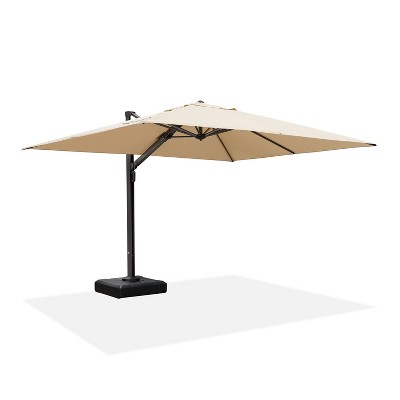 PURPLE LEAF Rectangle Patio Umbrella with Base Large Cantilever Outdoor Offset Umbrella with 360-degree Rotation for Garden Deck Backyard Pool