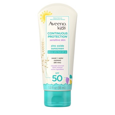 Aveeno Kids Continuous Protection Zinc Oxide Mineral Sunscreen - SPF 50 - 3 fl oz