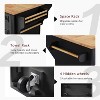 NicBex Rubber Wood Texture Kitchen Island with Drop Leaf & Rack,Rolling Kitchen Cart with Wheels & Drawers,Storage Cabinet Folding Dining Table - 4 of 4