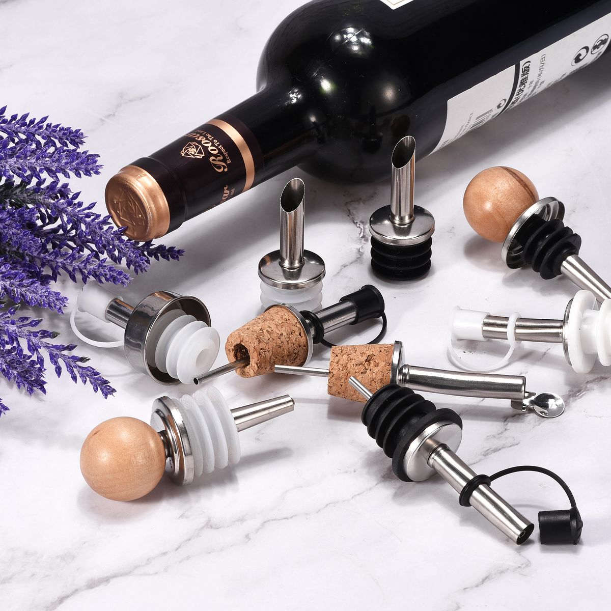 Unique Bargains Bar Supplies Oil Vinegar Dispenser Wine Stainless Steel Bottle Pourers 2.76 Inch - thumbnail 3