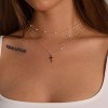 14K Gold Plated Layered Necklace Set, Dainty Pearl Cross & Multi-Chain Design (Cuban/Figaro/Herringbone), Trendy Women’s Jewelry Gift - 4 of 4