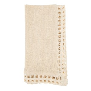 Saro Lifestyle Classic Cotton Table Napkin with Netted Trim (Set of 4), 20", Off-White - 1 of 4