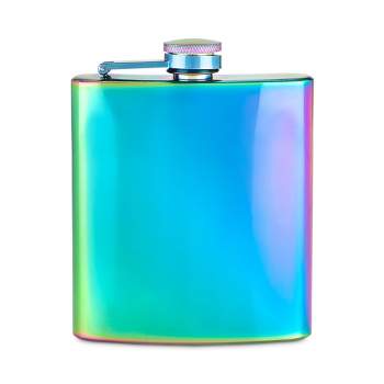Blush Mirage Iridescent Stainless Steel Flask, Gifts for Women, Hidden Alcohol Barware, 6 oz, Rainbow