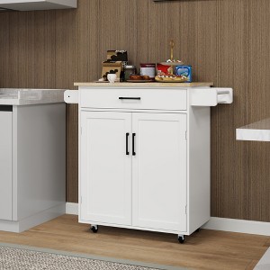 Kitchen Island with Adjustable Shelves, 1 Drawer and 2 Doors - 1 of 4