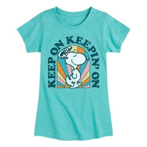 Girls' - Peanuts - Keep On Fitted Short Sleeve Graphic T-Shirt - 1 of 4