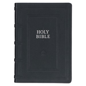 KJV Study Bible, Standard King James Version Holy Bible, Thumb Tabs, Ribbons, Faux Leather, Black Debossed - (Leather Bound) - 1 of 1