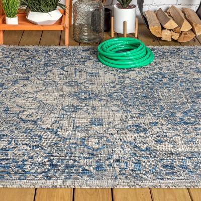 Rozetta Boho Medallion Gray/Navy 8' x 10' Reversible Outdoor Rug