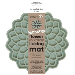 Dexypaws Enrichment Lick Mat: Sage Green Blooming Blossom - Grooved Silicone - 1 of 4