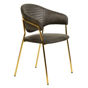 LeisureMod Dining Chair Upholstered Leather Armchair Velvet Accent Ergonomic Padded Seat and Back Durable Stainless Steel Base Bella Series - 1 of 4
