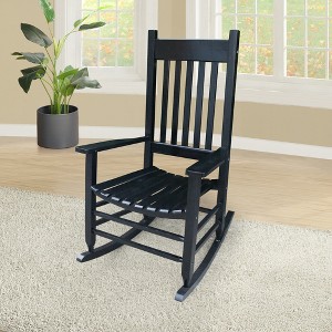 SKRAN Solid Hardwood Porch Rocker Chair, Wide Seat with Slatted Backrest and Armrests, Outdoor Rocking Chair for Porch, Balcony, or Garden - 1 of 4