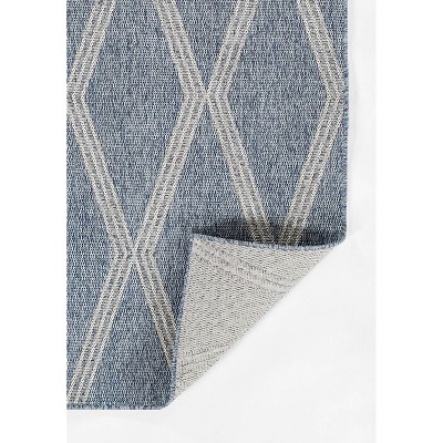 Blue Geometric Flat Woven Synthetic Indoor/Outdoor Rug 2' x 3'