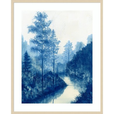Liberty Blue Landscape II Framed Graphic Art Print in Natural Wood