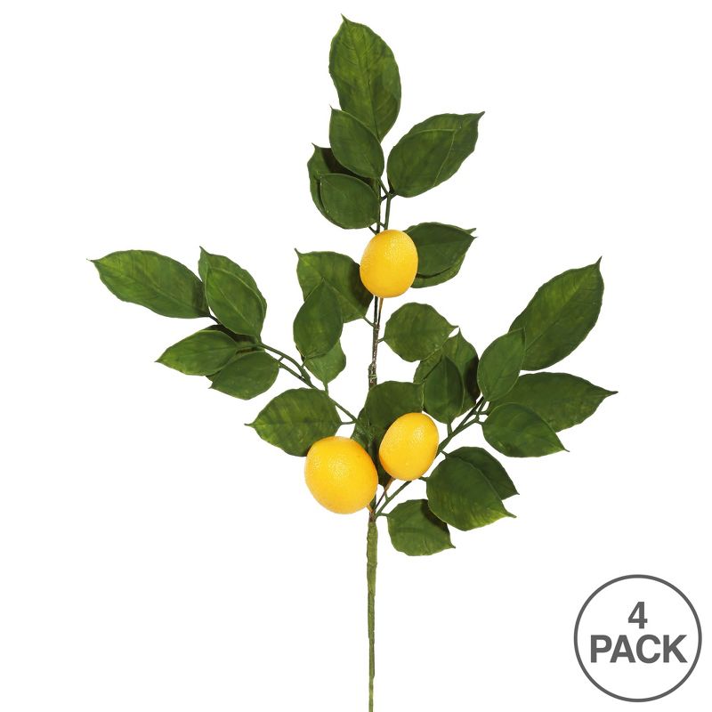 Vickerman 20" Artificial Green and Yellow Salal Leaf Lemon Sprays. Pack of 4., 4 of 7