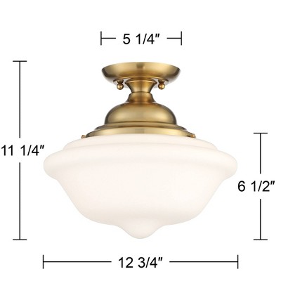 Elegant 15" Gold Frame Schoolhouse Glass Bowl Ceiling Light