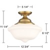 Regency Hill Modern Ceiling Light Semi Flush Mount Fixture 12 3/4" Wide Soft Gold White Glass Shade for Bedroom Kitchen Schoolhouse - 4 of 4