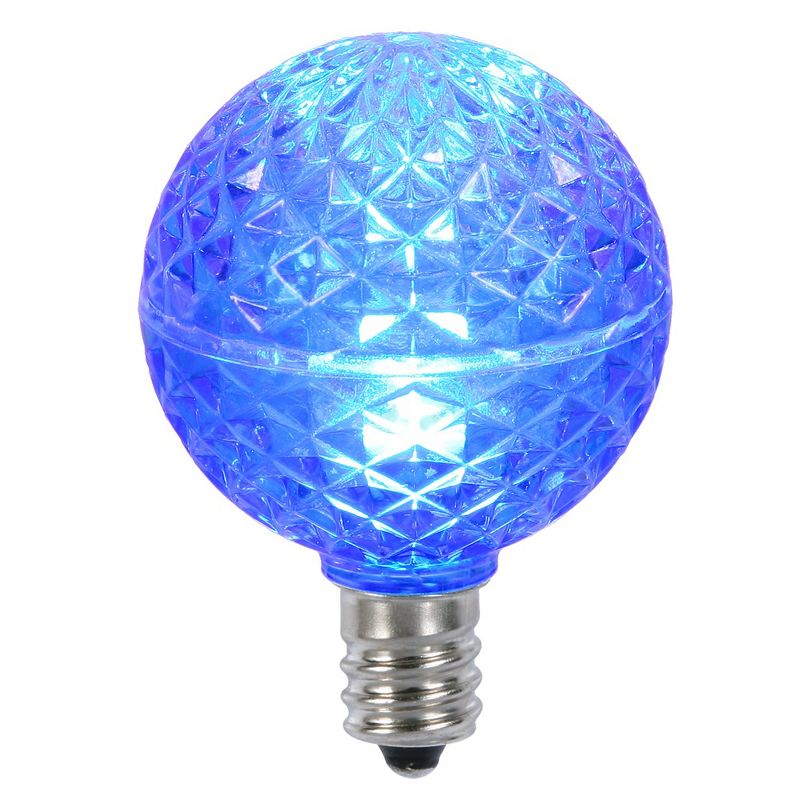 Vickerman Club Pack of 25 LED G40 Blue Faceted Replacement Christmas Light Bulbs, 1 of 2