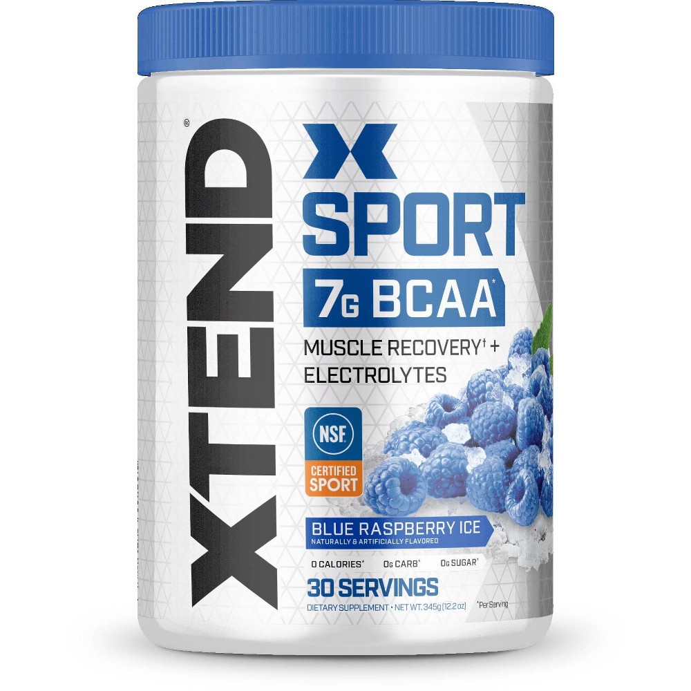 Xtend Sport BCAA Powder, Branched Chain Amino Acids, NSF Certified for Sport + Sugar Free Post Workout Muscle Recovery Drink with Amino Acids, Blue Raspberry, 30 Servings