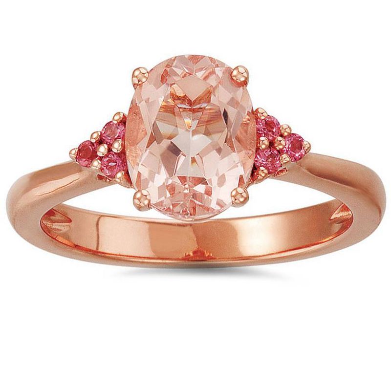 Pompeii3 2ct Morganite & Pink Sapphire Vintage Ring 14K Rose Gold, 1 of 4